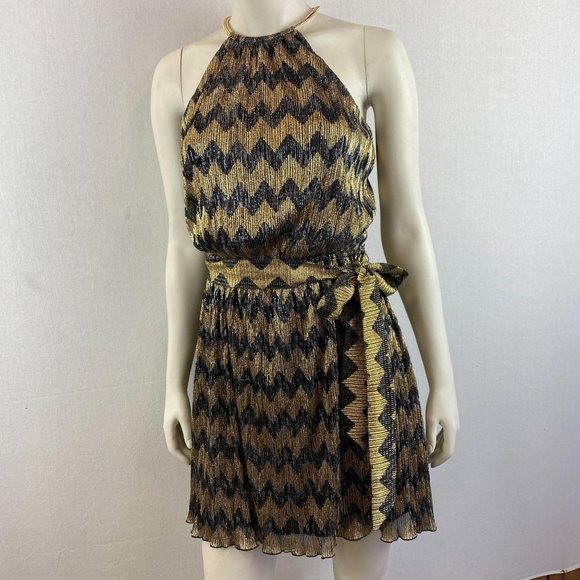 GUESS Gold Stripe Glitter Dress - Picture 1 of 10